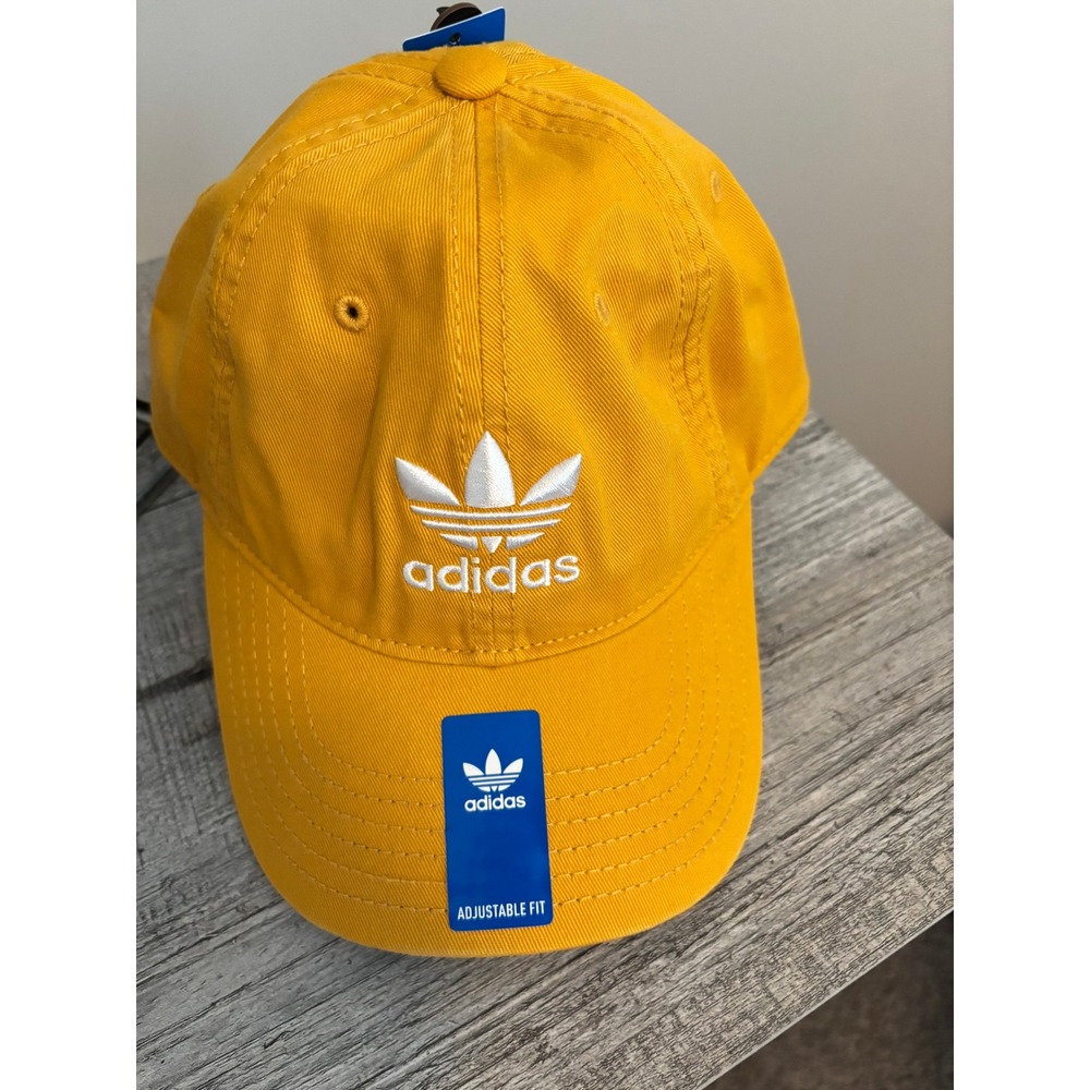 NWT‎ Adidas Gold White Trefoil Baseball Cap Adjustable Strap Cotton Classic